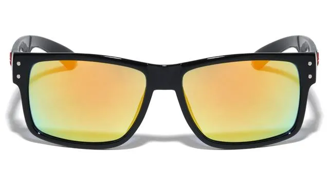 Mens High Quality Flat Top Classic Retro Sunglasses with Mirror Lens