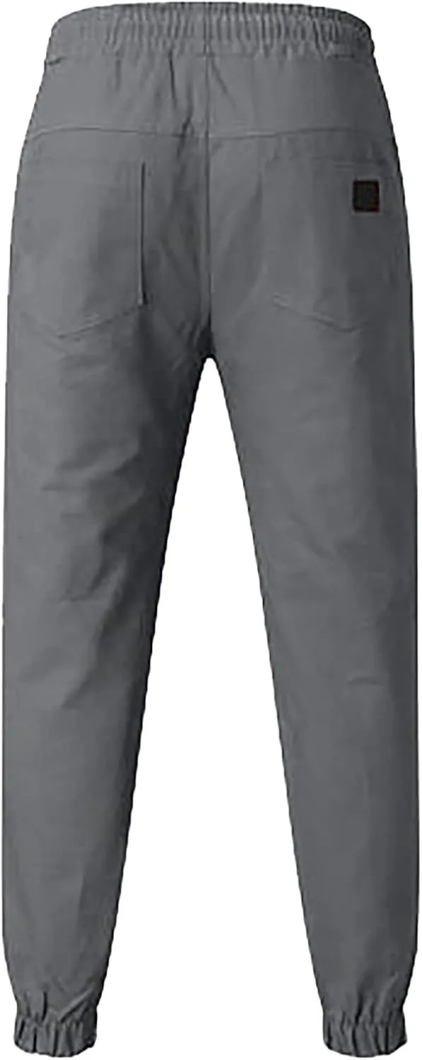 Men's Trendy Pants Summer Slim Leg Drawstring Elastic Waist Pockets Breathable Soft Fit Sport Clothes Fresh Trousers