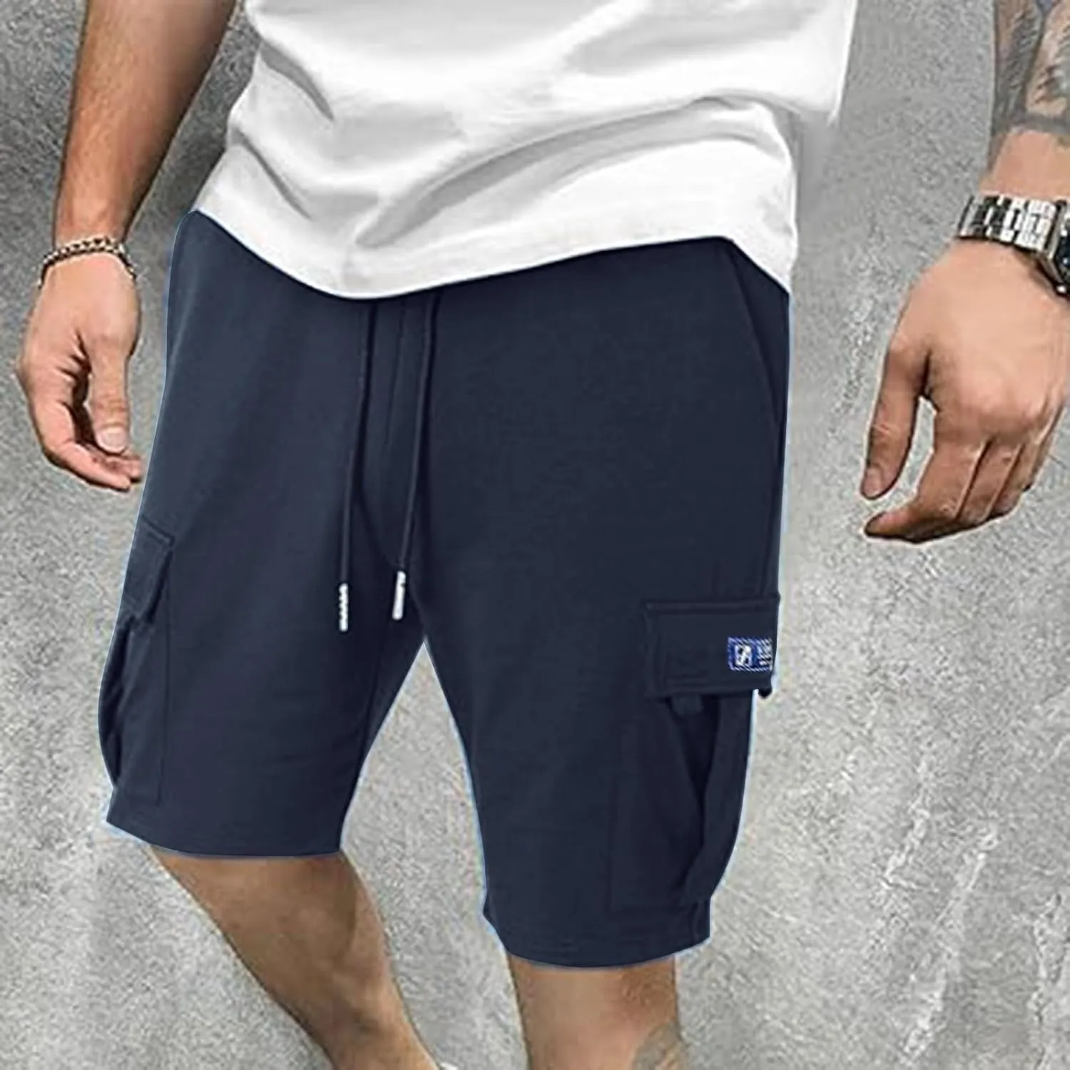 Men's Trendy Shorts Summer Drawstring Elastic Waist Pockets Breathable Athletic Elasticity Comfy Fashion Trousers