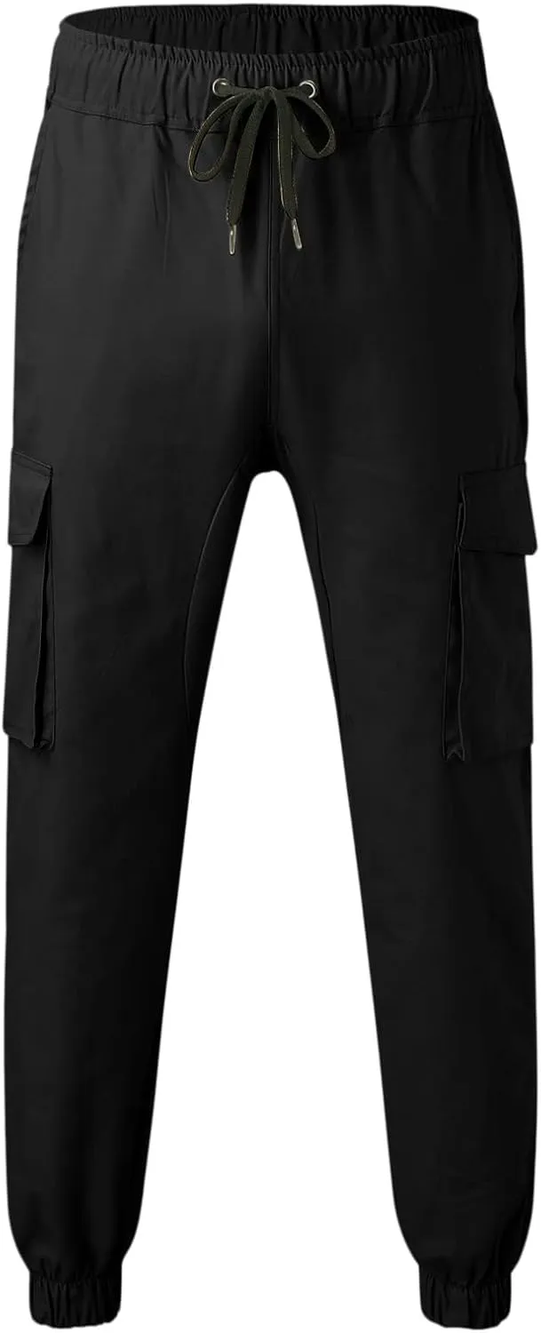 Mens Workout Cargo Sweatpants for Men Men's Cotton Casual Cargo Pants Lightweight Stretch Work Hiking Outdoor Elastic