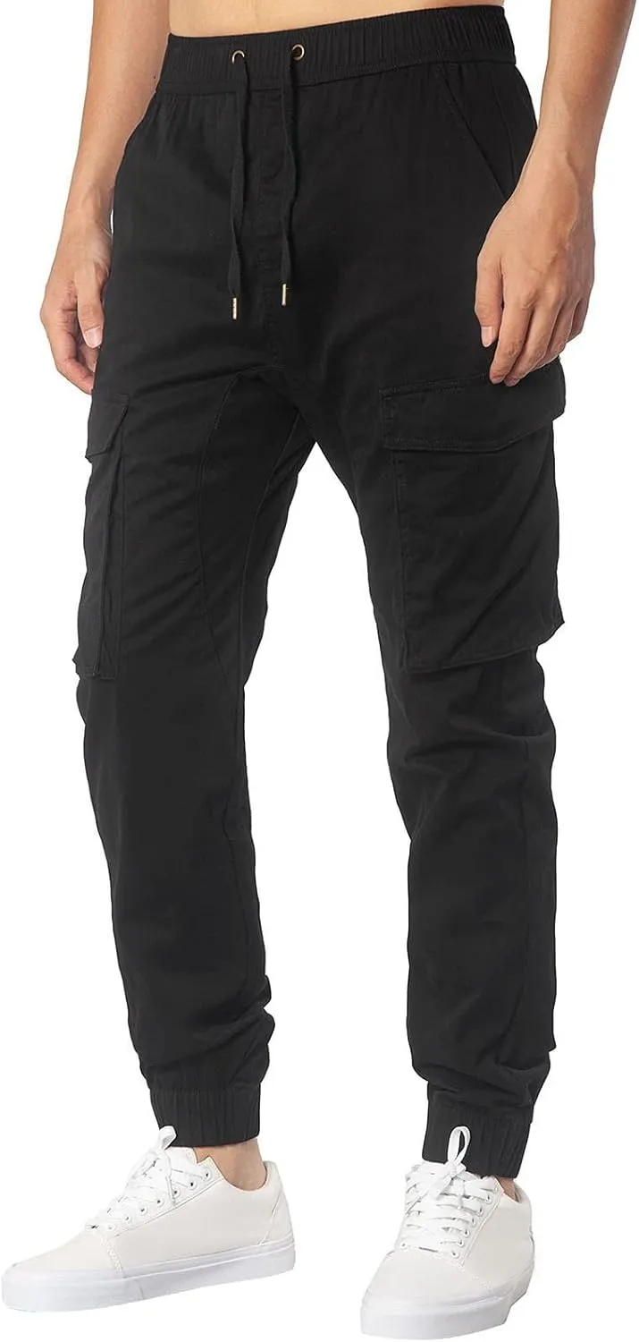 Mens Workout Cargo Sweatpants for Men Men's Cotton Casual Cargo Pants Lightweight Stretch Work Hiking Outdoor Elastic