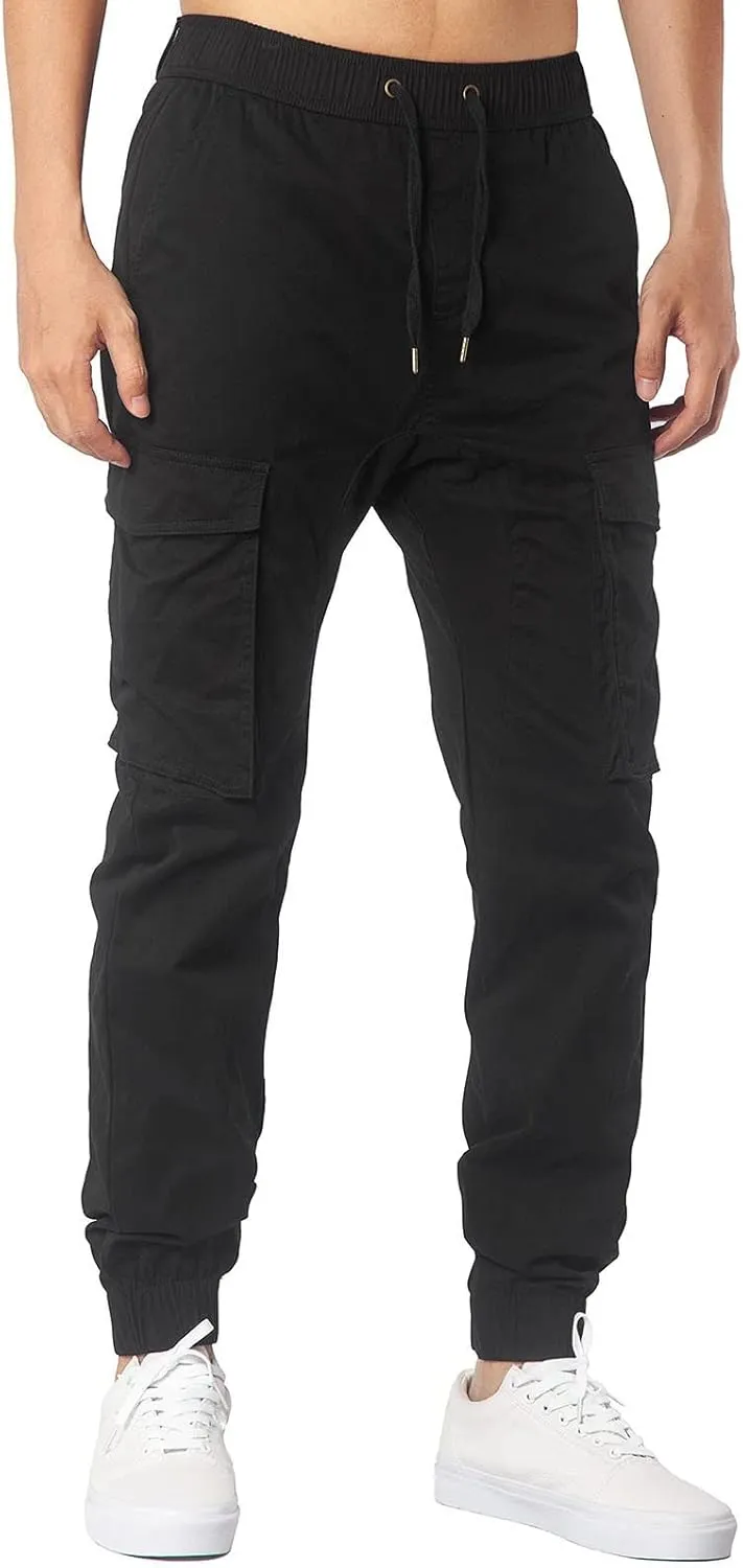 Mens Workout Cargo Sweatpants for Men Men's Cotton Casual Cargo Pants Lightweight Stretch Work Hiking Outdoor Elastic