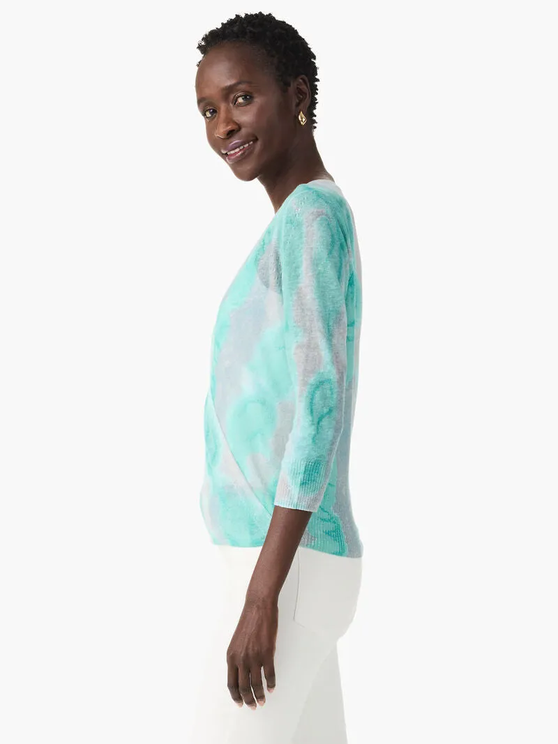 NIC ZOE M241118 Watercolor Waves 4-Way Cardigan