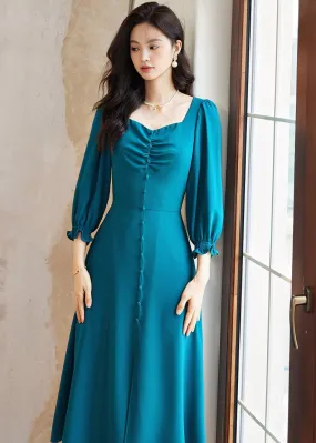 PEACOCK BALLOON SLEEVE DRESS