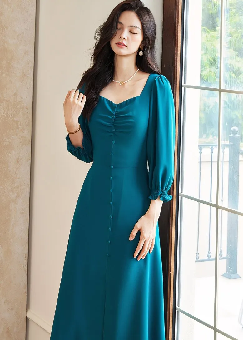 PEACOCK BALLOON SLEEVE DRESS