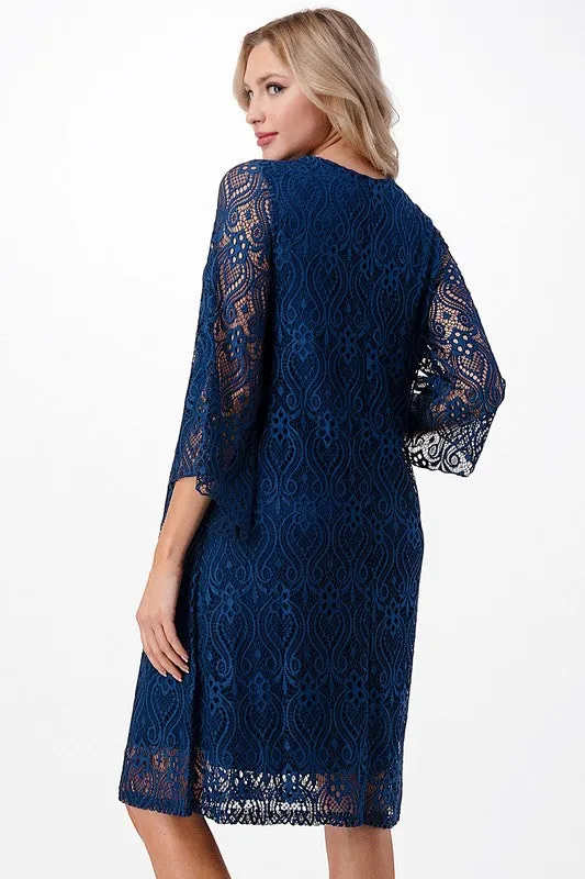 Rhodonite  Lace Shift Dress w/drawstring