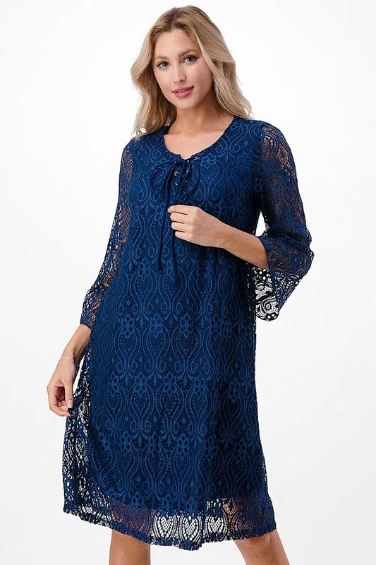 Rhodonite  Lace Shift Dress w/drawstring