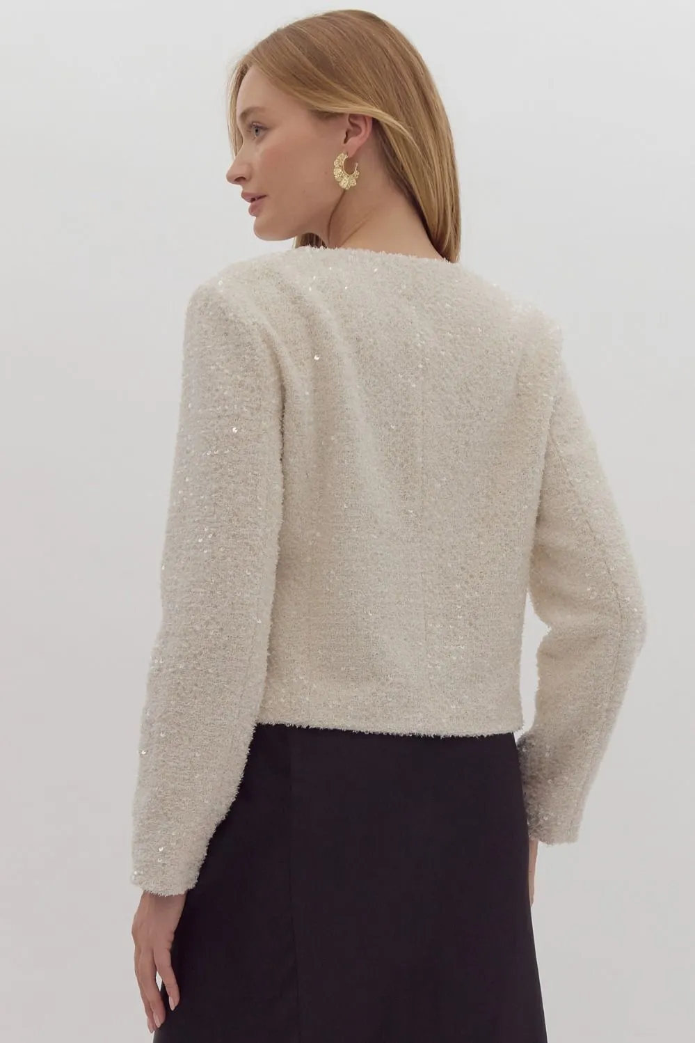 Sequin Embellished Bloucle Jacket Blazer