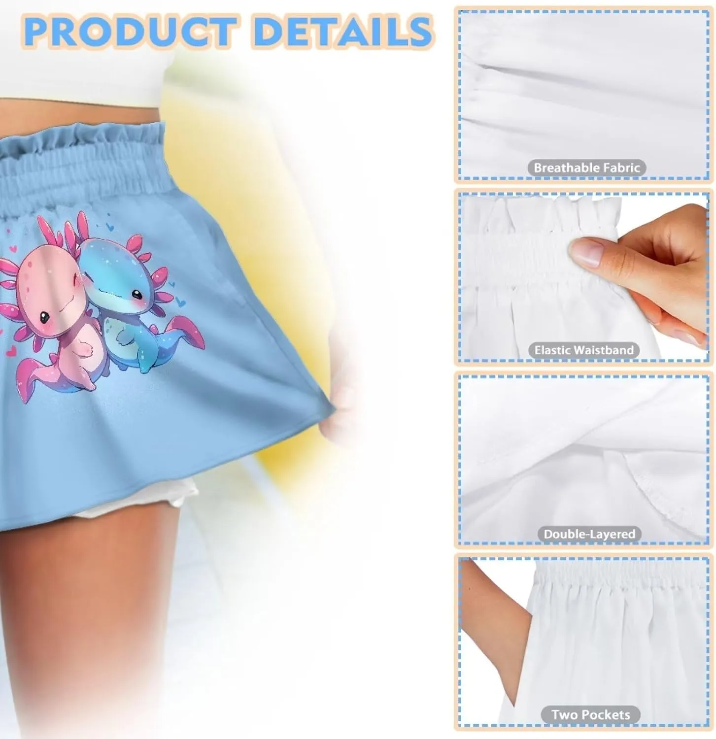 Shorts for Girls 1-16 Years Old Kids Clothes High Waist Athletic with Pockets