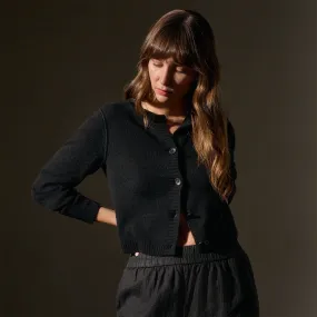 Soft Featherweight Cashmere Cardigan - Black