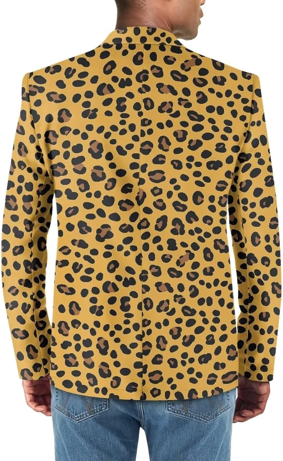 Soft Modern One Button Blazer for Men Novelty Print Long Sleeve Notch Lapel Collar Suit Jacket with Pockets