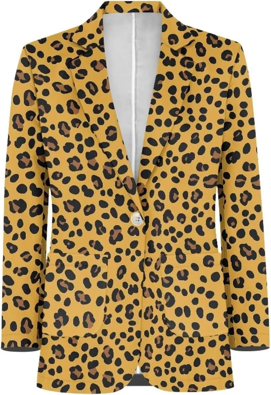 Soft Modern One Button Blazer for Men Novelty Print Long Sleeve Notch Lapel Collar Suit Jacket with Pockets