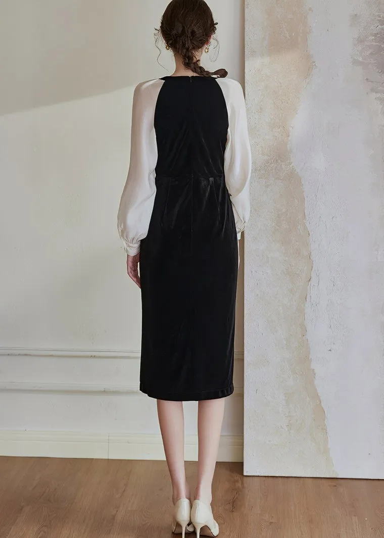 SQUARE NECK BLOCKING DRESS