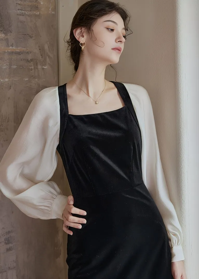 SQUARE NECK BLOCKING DRESS