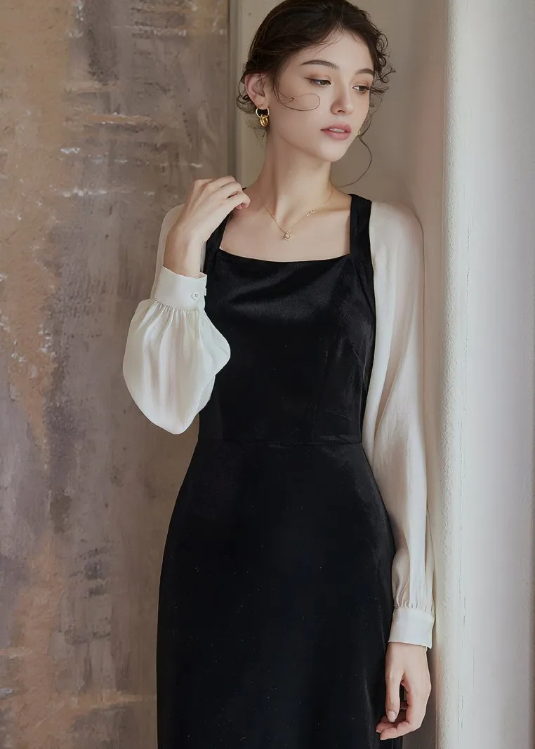 SQUARE NECK BLOCKING DRESS
