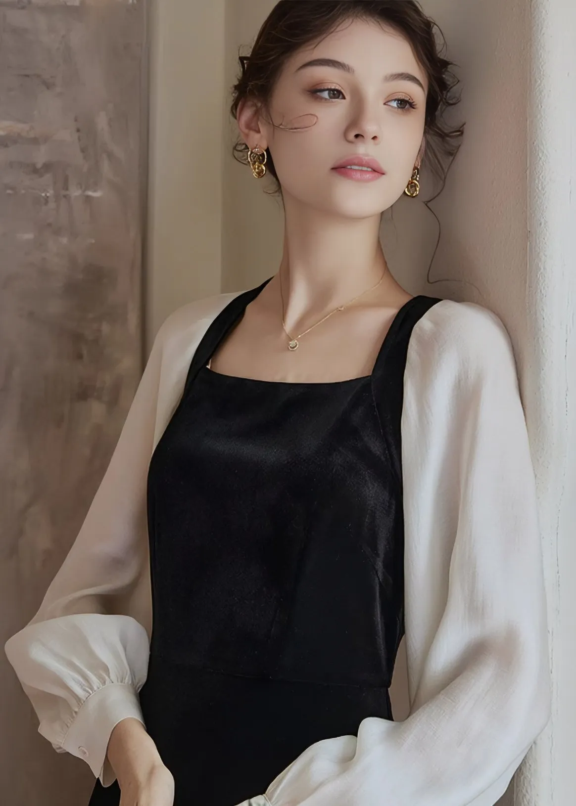 SQUARE NECK BLOCKING DRESS