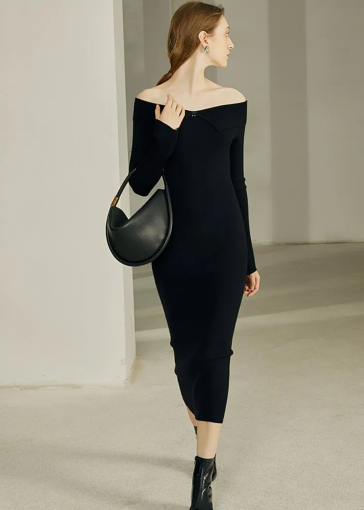 STRAIGHT SHOULDER TIGHT DRESS
