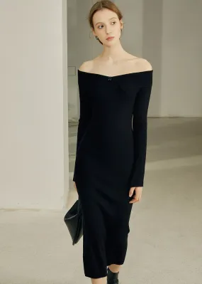 STRAIGHT SHOULDER TIGHT DRESS
