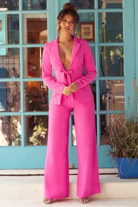 Suit Yourself Tie Front Blazer in Pink