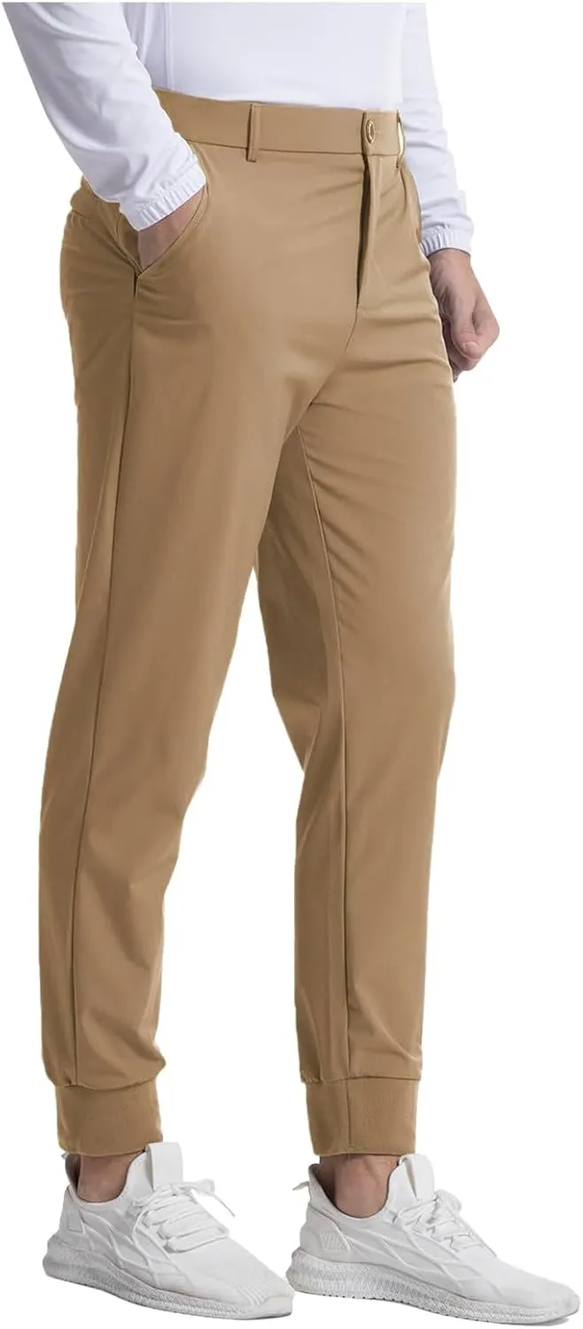 Summer Pants for Men Solid Color Elastic Waist Pocket Button Slim Leg Breathable Loose Summer Trendy Trousers