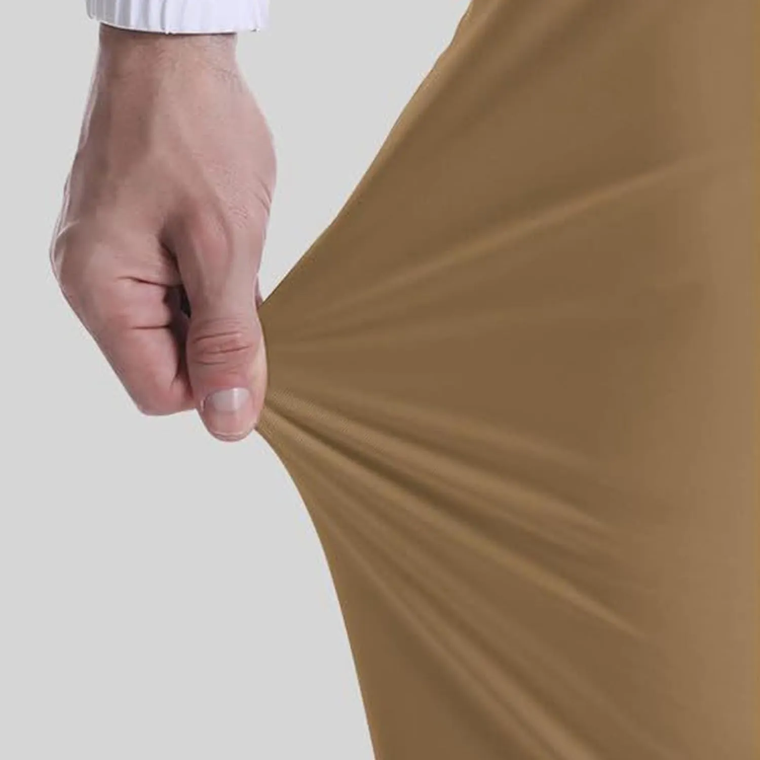 Summer Pants for Men Solid Color Elastic Waist Pocket Button Slim Leg Breathable Loose Summer Trendy Trousers