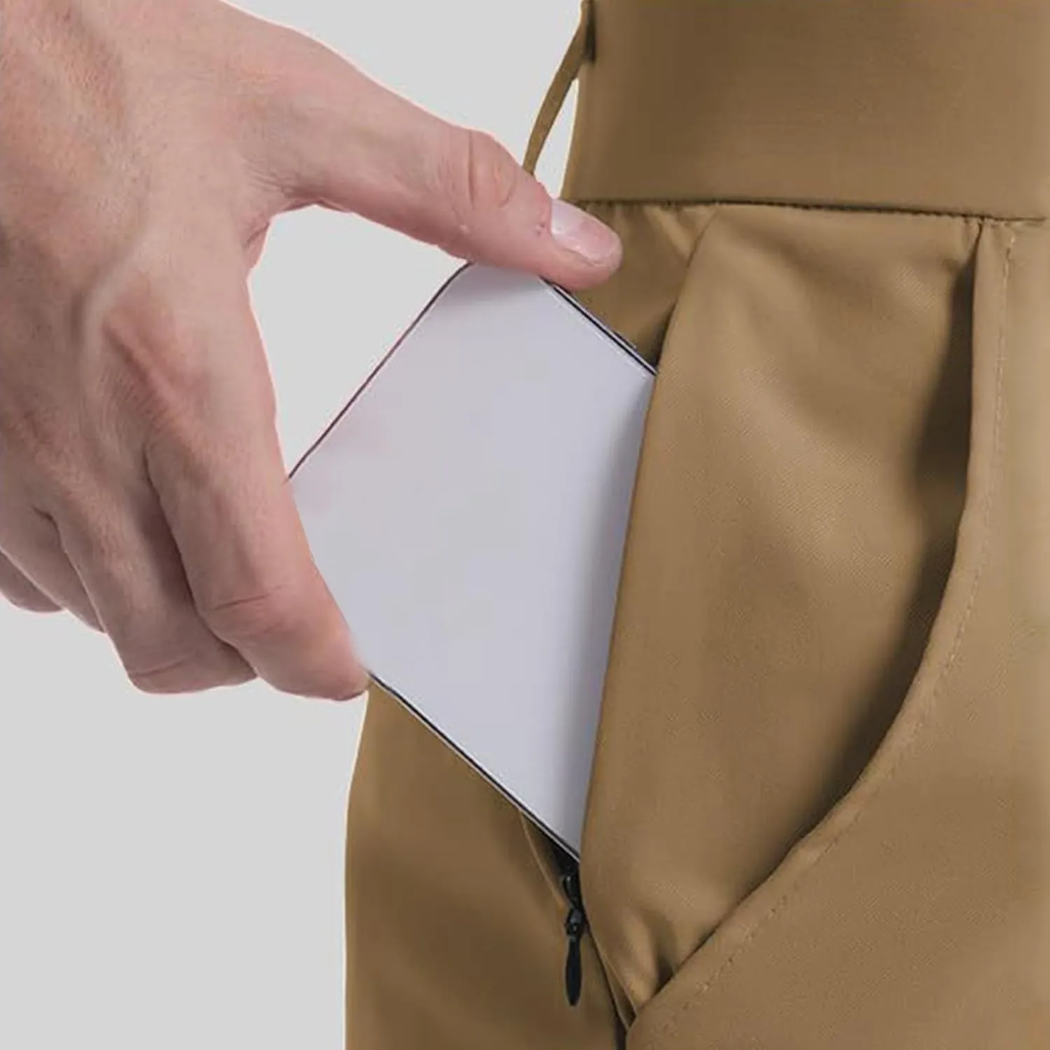 Summer Pants for Men Solid Color Elastic Waist Pocket Button Slim Leg Breathable Loose Summer Trendy Trousers