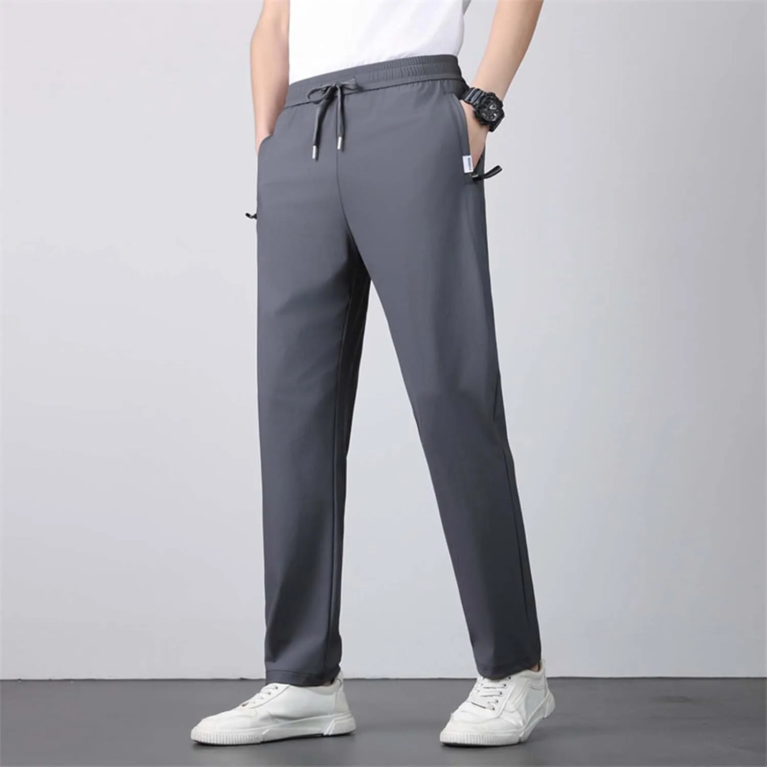Sweatpants for Men Summer Drawstring Elastic Waist Fit Pockets Breathable Leisure Style Sport Clothes Fresh Joggers