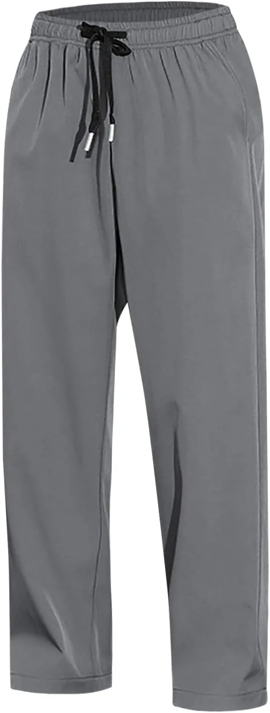 Sweatpants for Men Summer Drawstring Elastic Waist Fit Pockets Breathable Loose Elasticity Fresh Running Trousers