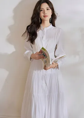 TIERED WHITE SHIRT DRESS