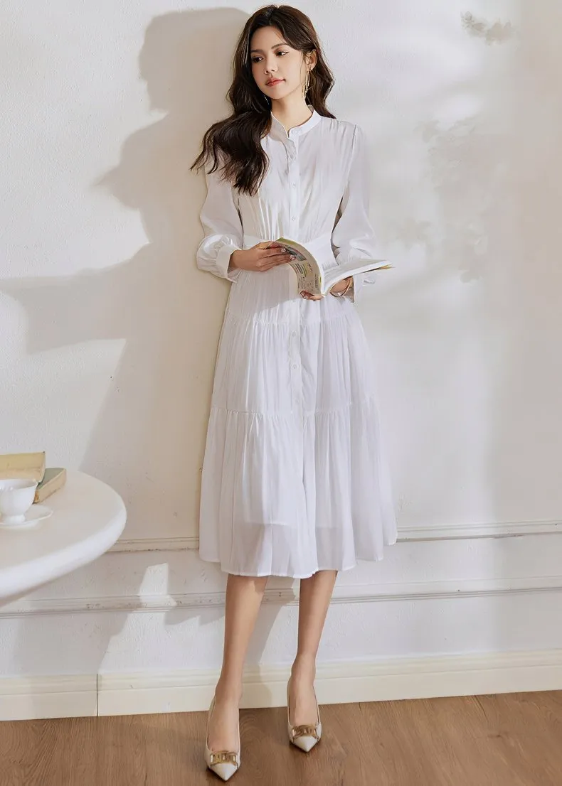 TIERED WHITE SHIRT DRESS