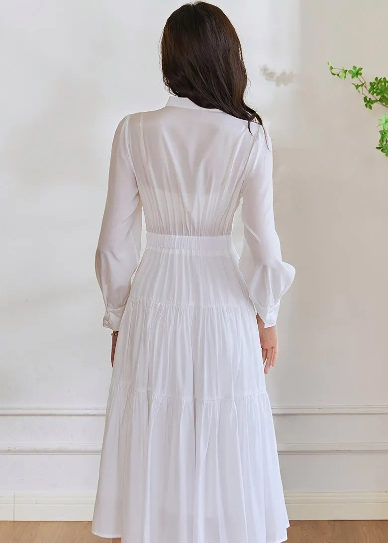 TIERED WHITE SHIRT DRESS