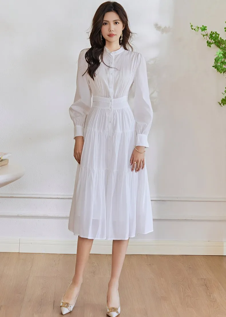 TIERED WHITE SHIRT DRESS