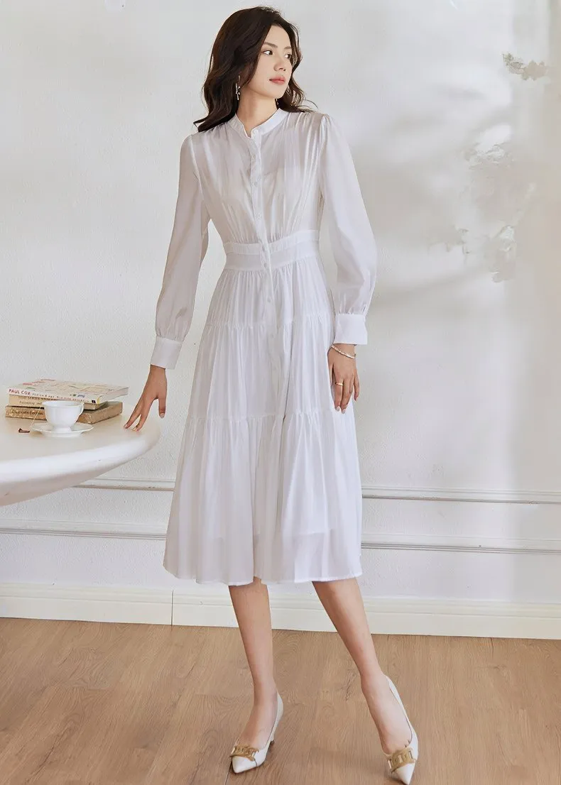 TIERED WHITE SHIRT DRESS