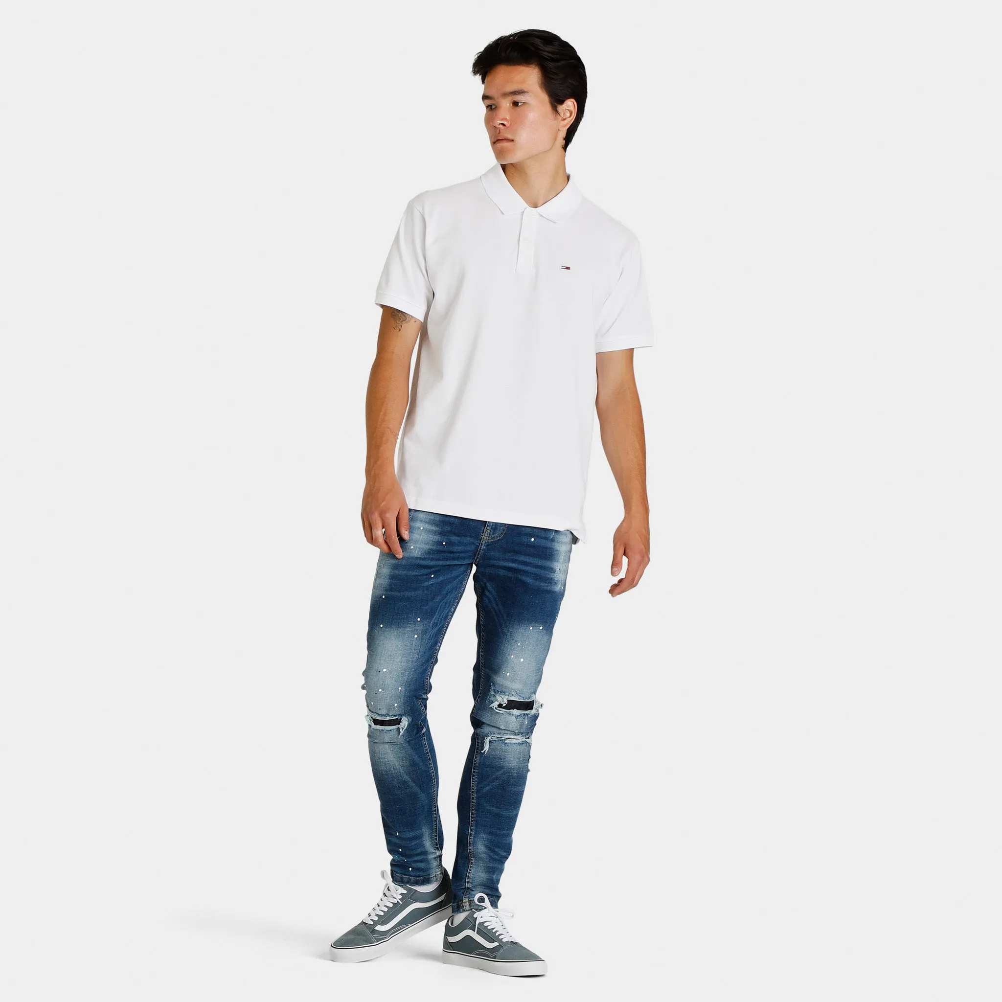 Tommy Jeans Relaxed Fit Polo Shirt White / Black