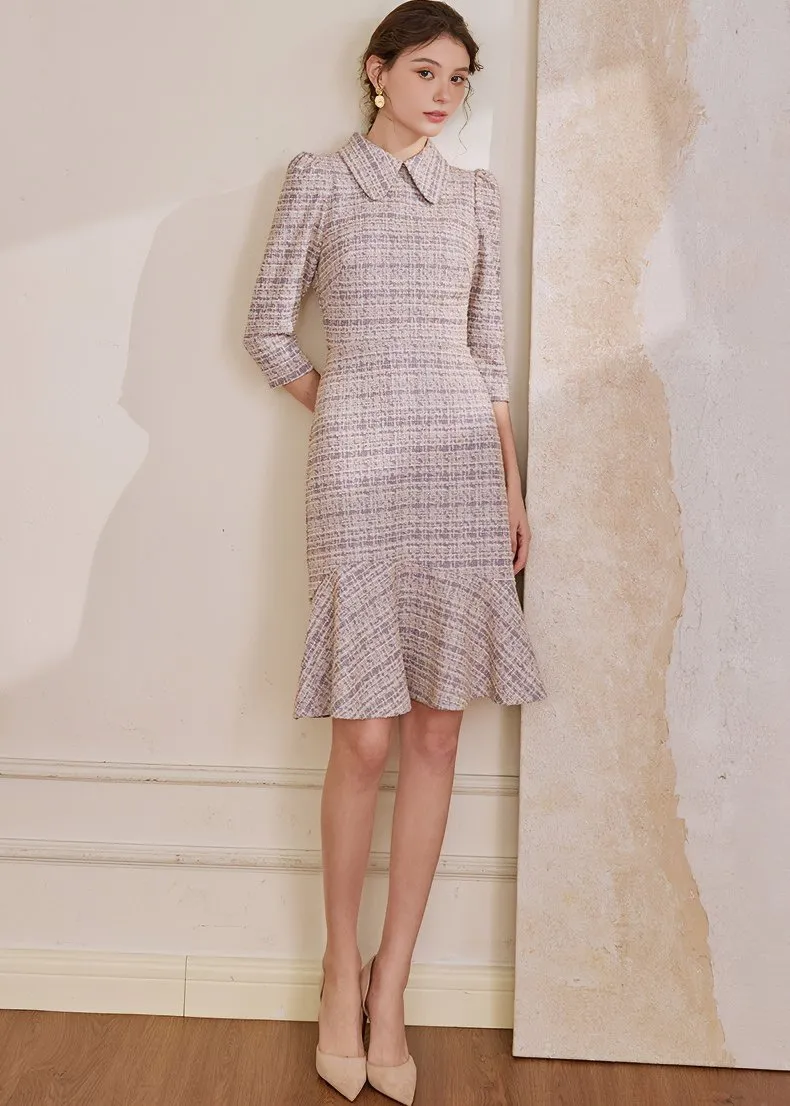 TWEED SLIM FISHTAIL DRESS