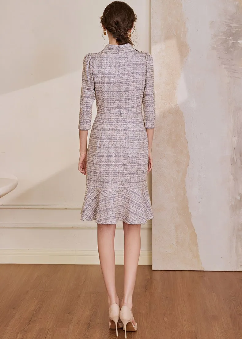 TWEED SLIM FISHTAIL DRESS