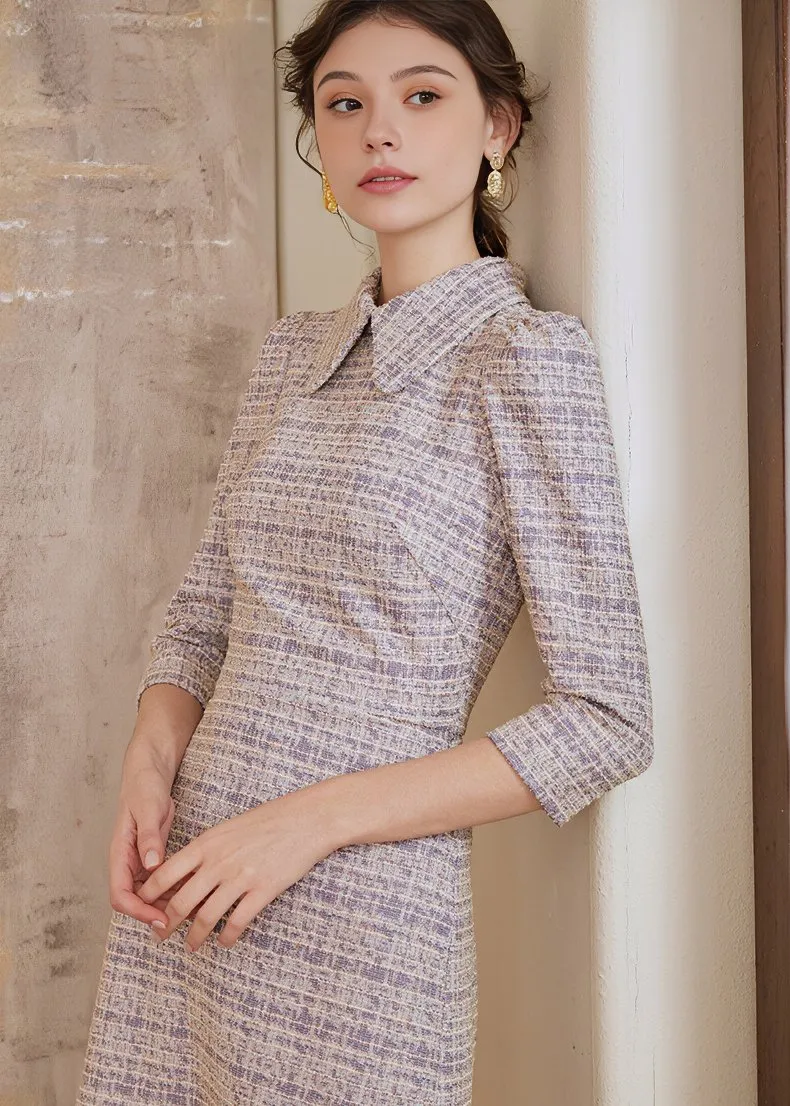TWEED SLIM FISHTAIL DRESS