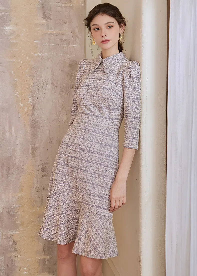 TWEED SLIM FISHTAIL DRESS