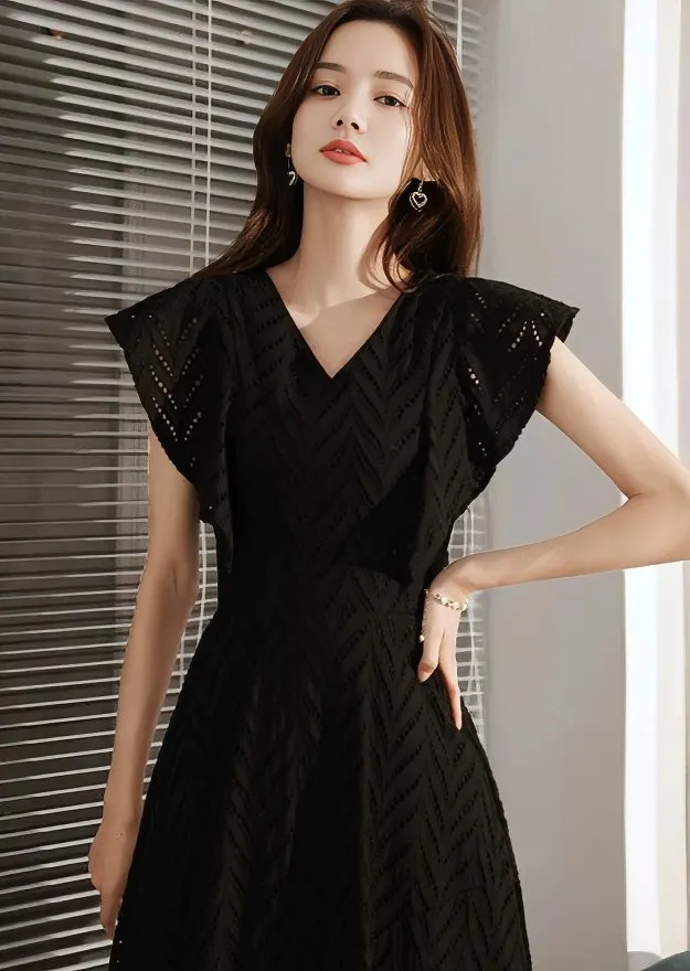 V-NECK STRUCTURED WAIST DRESS