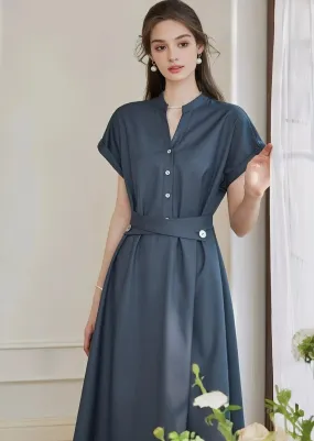 V NECK WAIST SHAPE DRESS