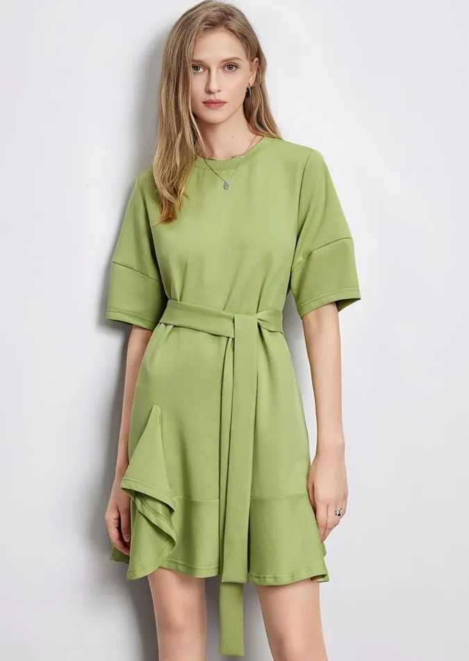 WAIST TIE LAYERED DRESS