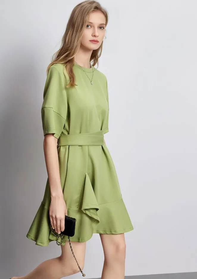 WAIST TIE LAYERED DRESS
