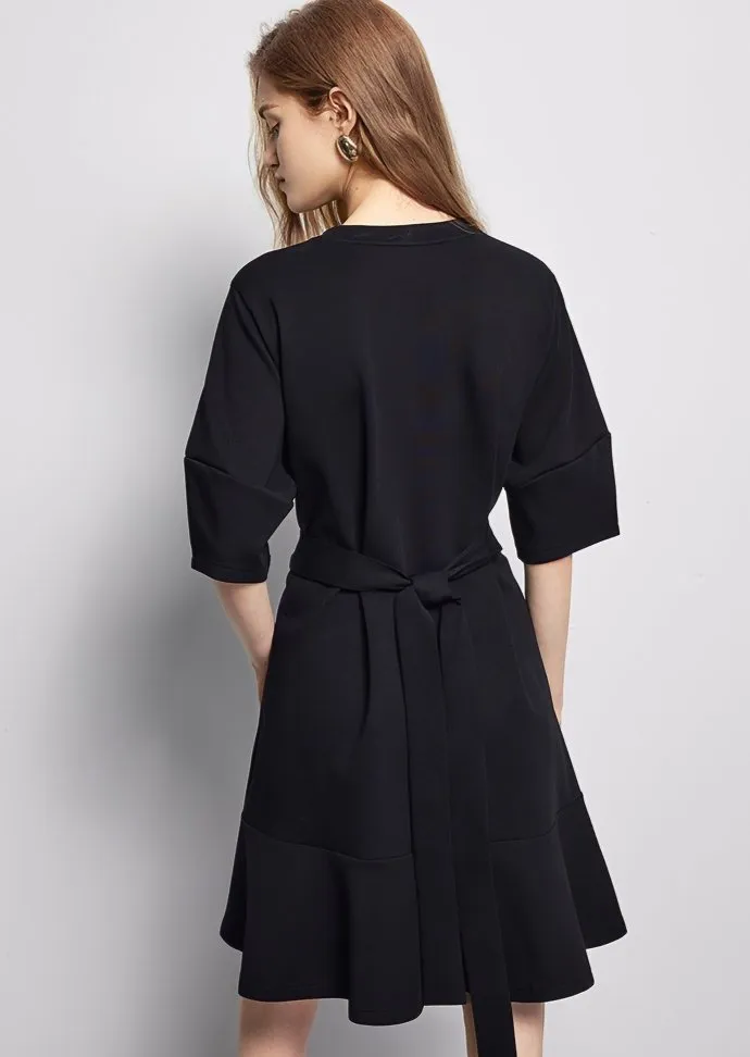 WAIST TIE LAYERED DRESS