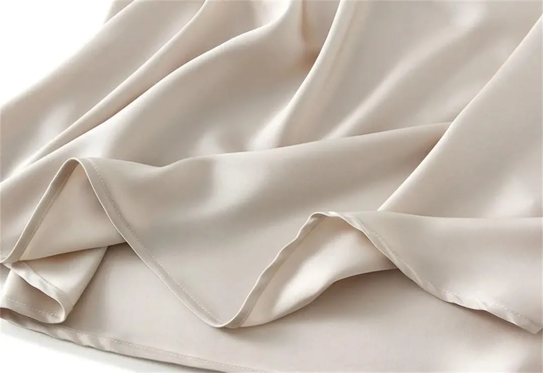 Women Elegant Satin Fishtail Skirt Summer Vintage Solid Ankle-Length Maxi Skirts