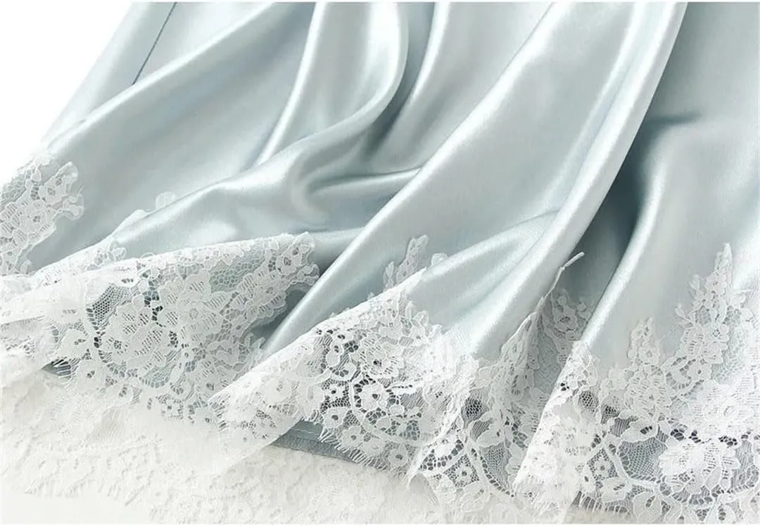 Women Lace Patchwork Satin Long Skirt A-LINE Summer High Waist Elegant Skirts