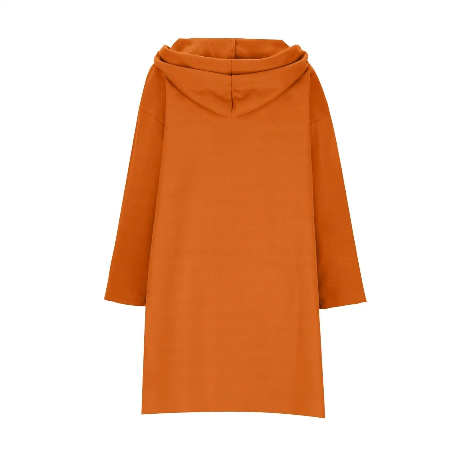 Women Woolen Blend Casual Jacket, Long Sleeve Soft Comfy Hooded Pea Coat Solid Color Zip Up Mid-Length Wool Overcoat