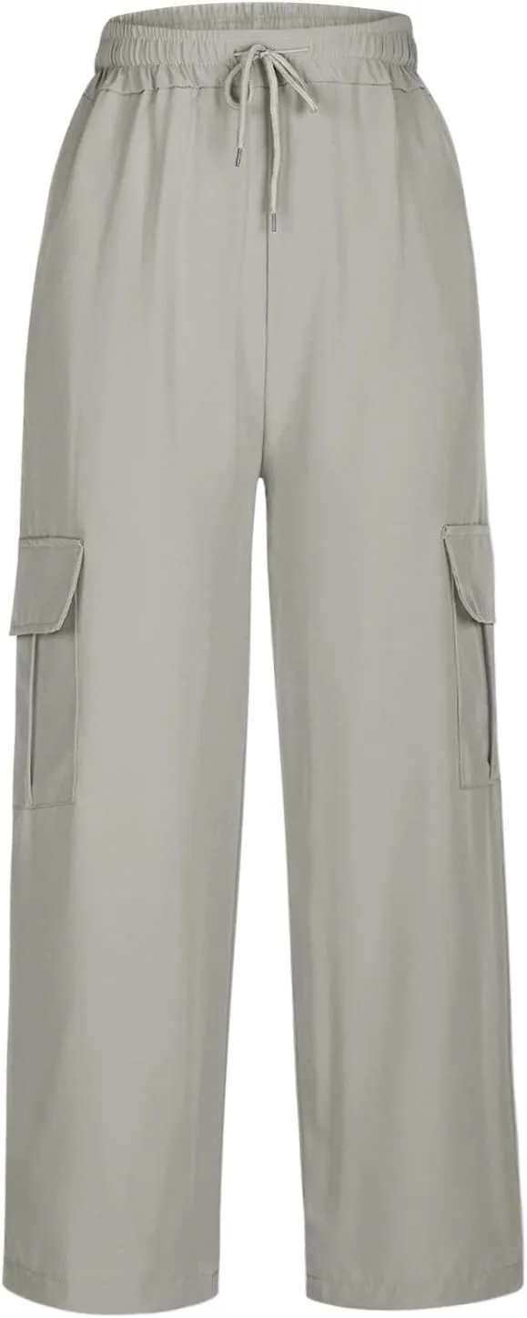 Women's Straight Wide Leg Pants Elastic High Waisted Quick Dry Trouser Ice Silk Casual Sweatpant Baggy Workout Jogger